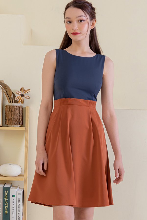 The Delorian Dress (Navy/Rust)