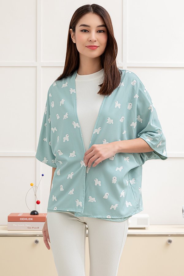 Raisin The Poodle Reversible Kimono Jacket (Peppermint)