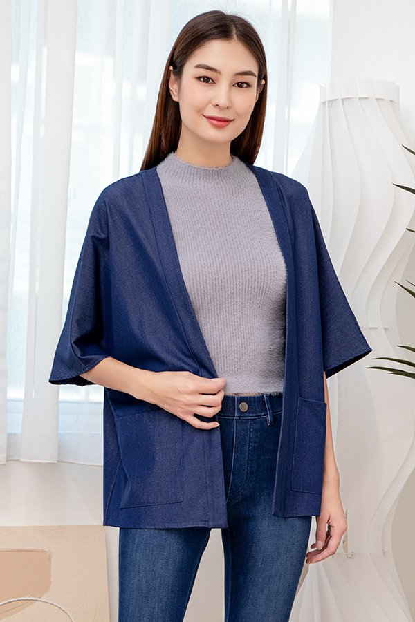 Emiko Tencel Kimono Jacket (Dark Blue)