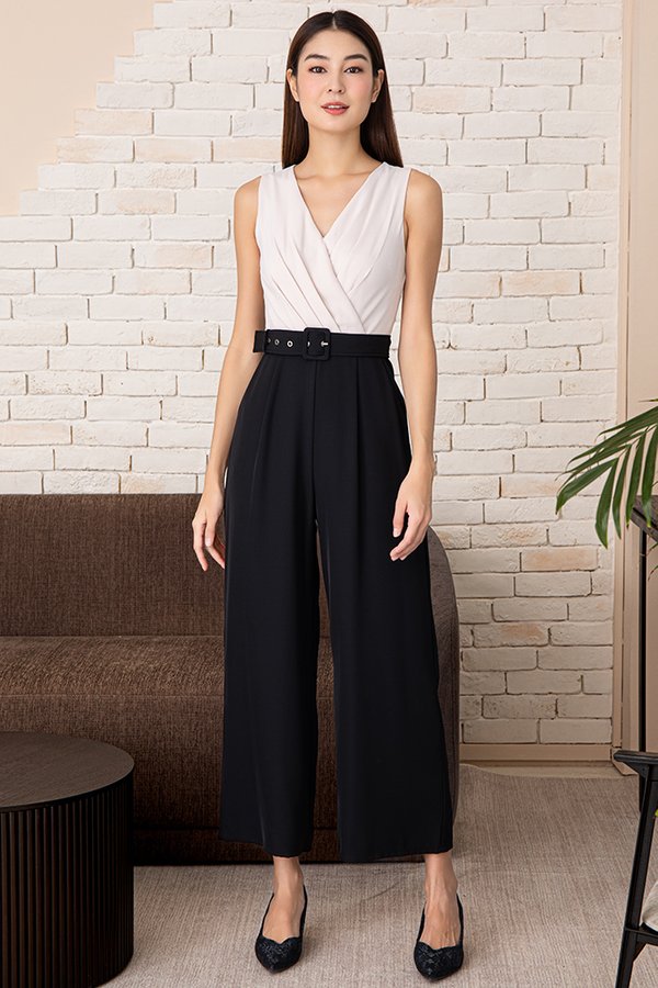 Calista Ruched Jumpsuit (Pearl Ivory)