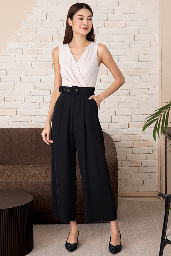 Calista Ruched Jumpsuit (Pearl Ivory)