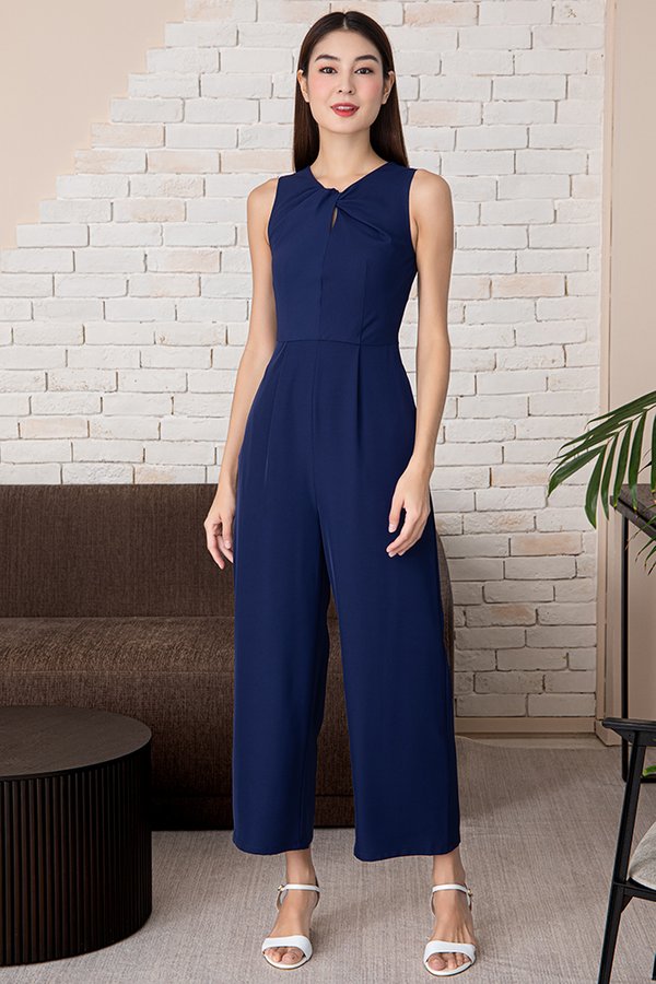 Chloe Knotted Collar Jumpsuit (Navy)