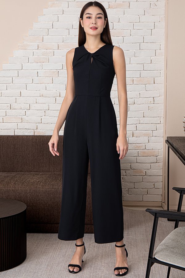 Chloe Knotted Collar Jumpsuit (Black)