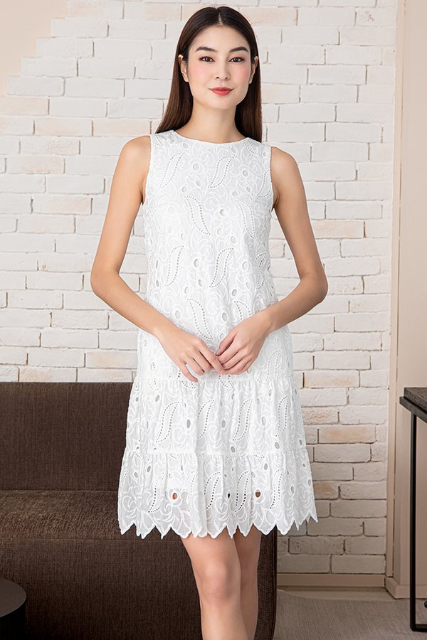 Paloma Eyelet Dress (White)