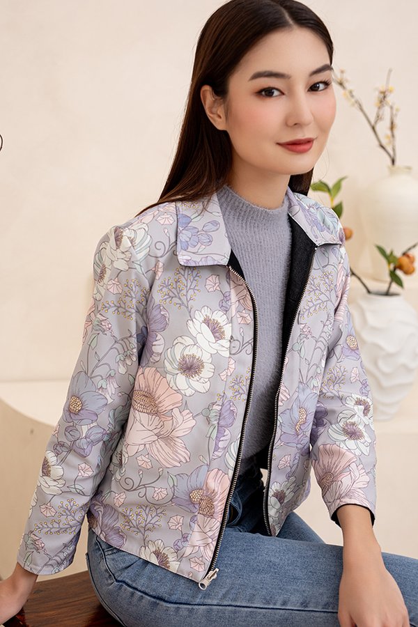 Azlene Tencel Reversible Jacket (Lilac Grey)