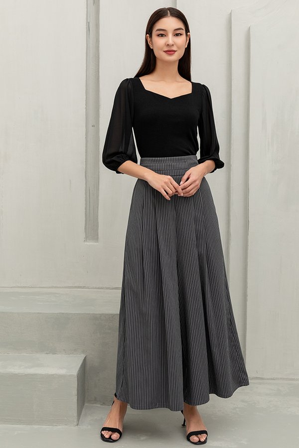 Milda Pinstripe Palazzo Pants (Charcoal)