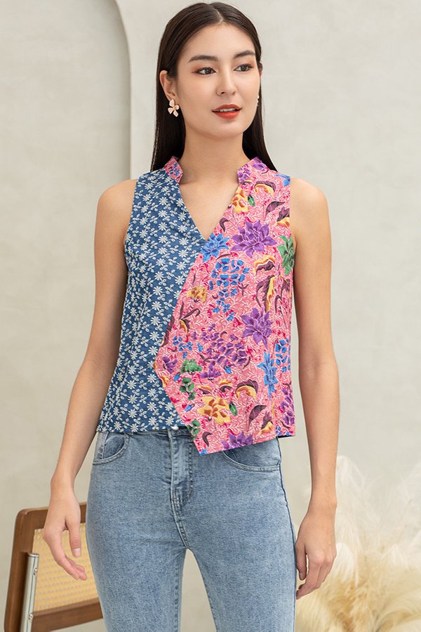 WIDARI BATIK PANELLED TOP (BOSSY PINK)