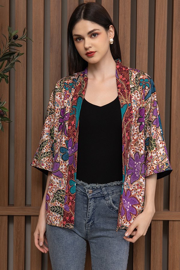 Kendisha Batik Kimono Jacket (Cloud Cream)