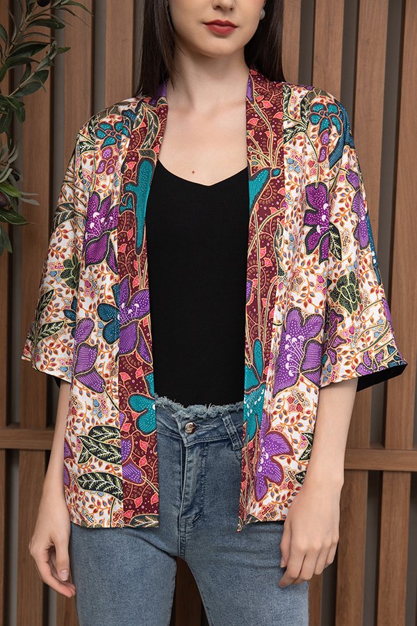 Kendisha Batik Kimono Jacket (Cloud Cream)