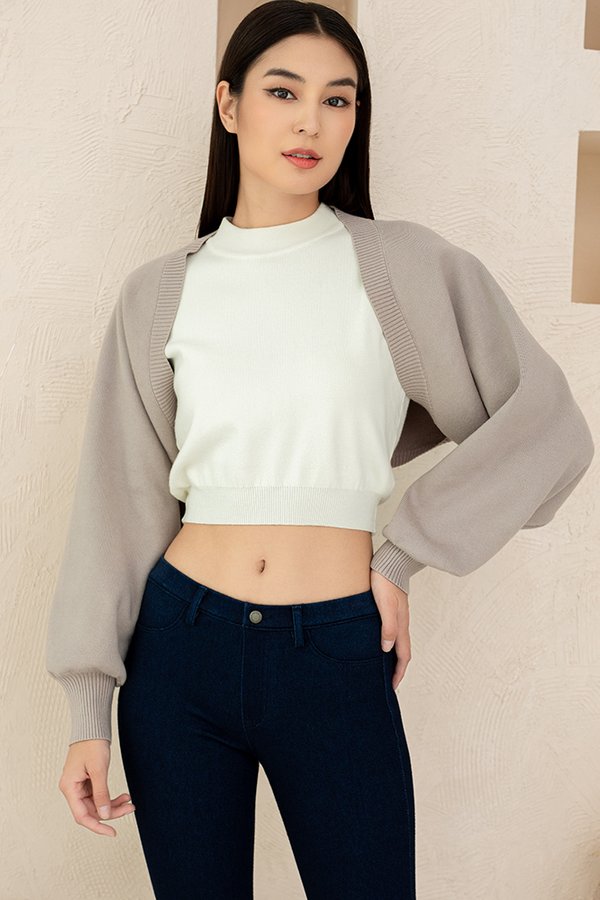 TARA BOLERO CARDIGAN (IVORY TAUPE)