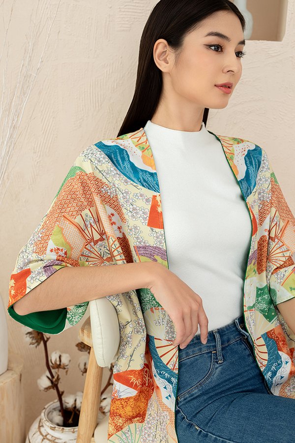 Chuzenji Reversible Kimono Jacket (Kelly Green)