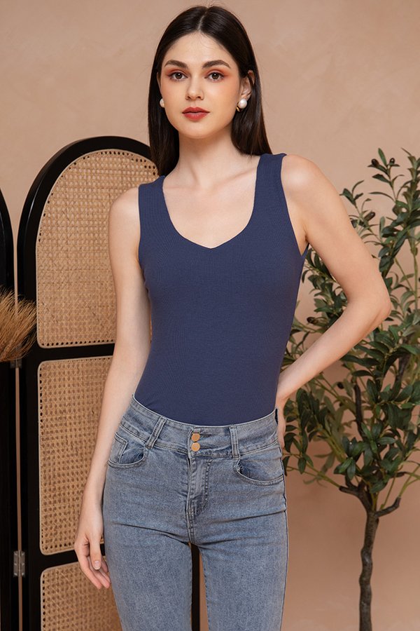 Mihaela Padded Top (Dark Ash Blue)