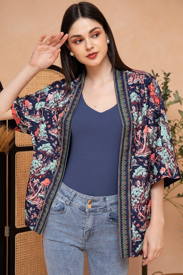 The Faraway Tree Reversible Kimono Jacket (Navy Blue)