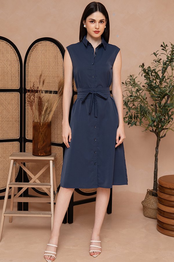 Tassa Midi Shirt Dress (Dark Ash Blue)