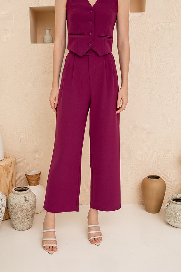 Sadie Straight Leg Pants (Burgundy)