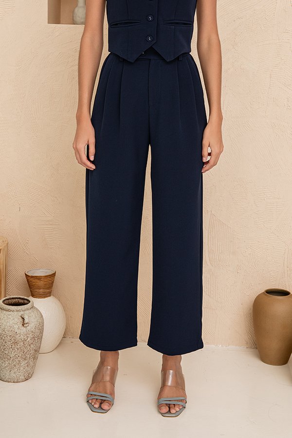 Sadie Straight Leg Pants (Dark Navy)