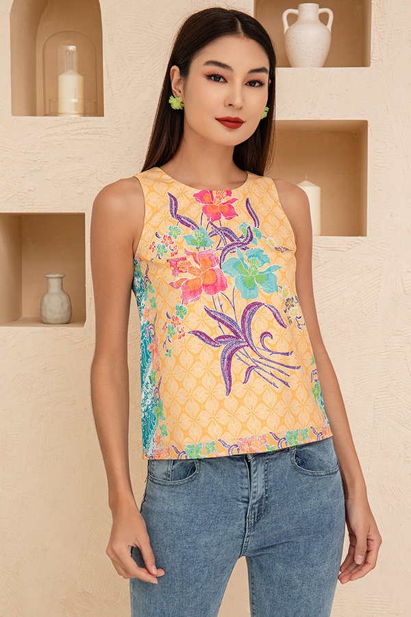 Yasmine Batik Column Top (Mimosa Yellow)