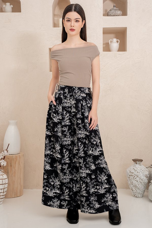 Solene Palazzo Pants (Chinoiserie Black)