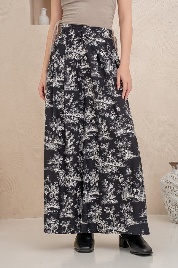 Solene Palazzo Pants (Chinoiserie Black)