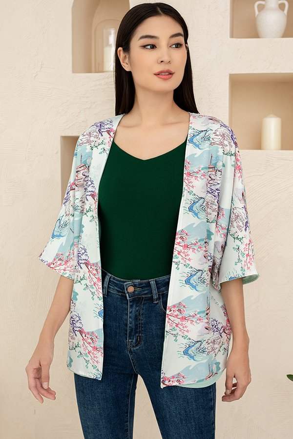 Ryoan-Ji Reversible Kimono Jacket (Sage)