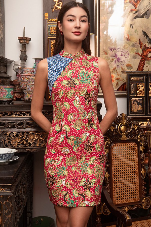 SEKAR NIRWANA BATIK CHEONGSAM DRESS (CANDY APPLE)