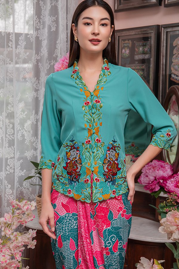 LUCKY MEOW MEOW SINGLE LAYER NYONYA KEBAYA (MENTHE)