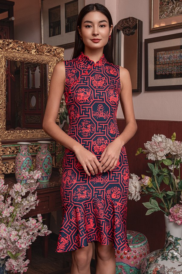 SAGA OF THE ZODIAC SIGNS CHEONGSAM DRESS (VELVET NIGHT)