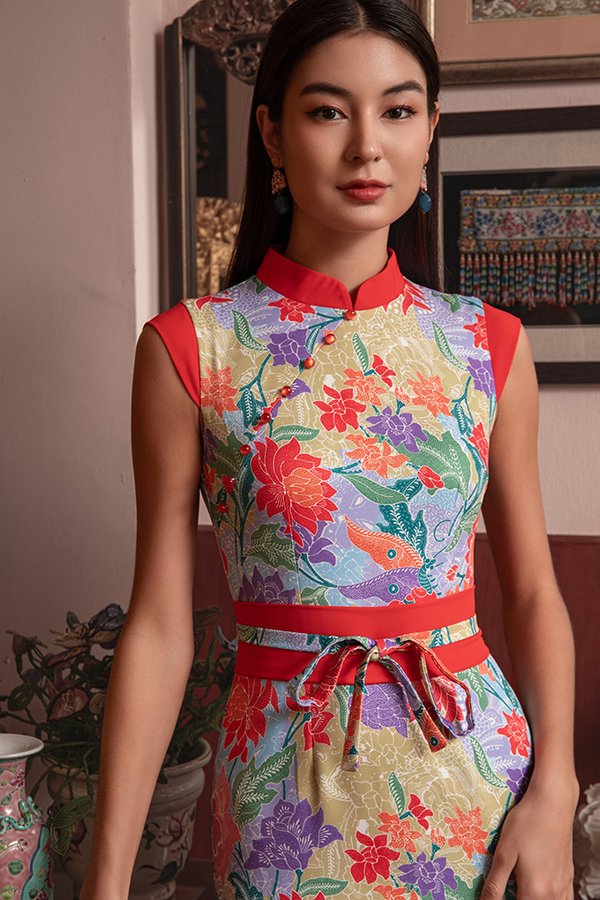 RONA BATARI BATIK CHEONGSAM DRESS (JINGGA)