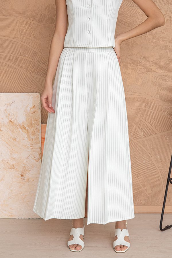 Ophelia Pinstripe Flare Pants (White)