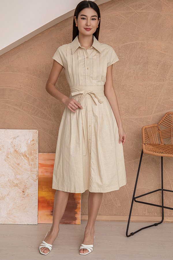 Solaris Linen Shirt Dress (Sunlit Dune)