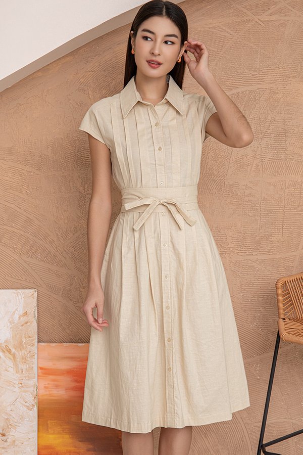 Solaris Linen Shirt Dress (Sunlit Dune)