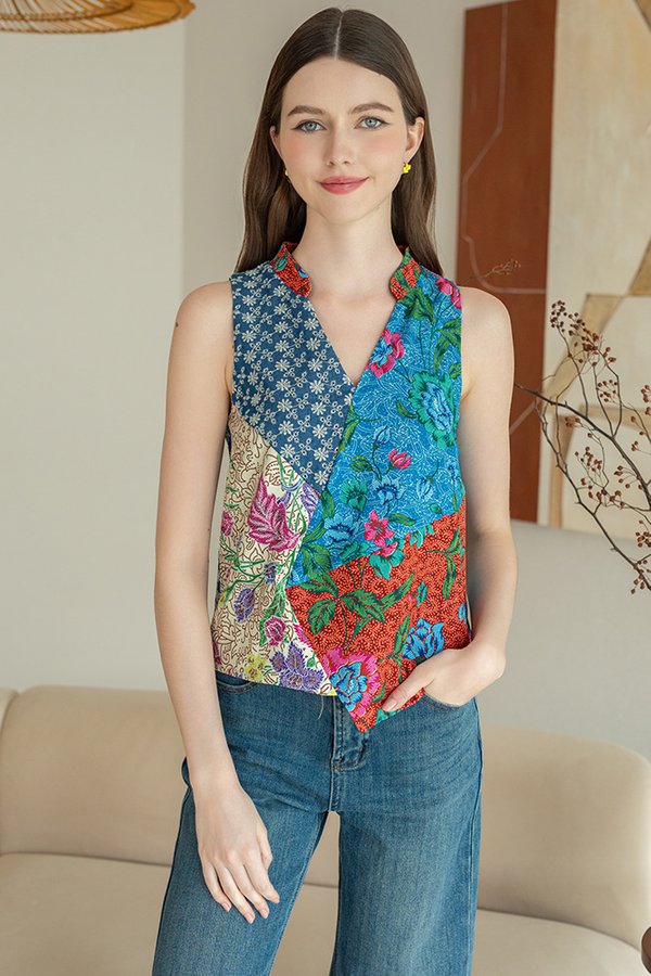 KIRANA PANELLED BATIK BRODERIE TOP (MADU)