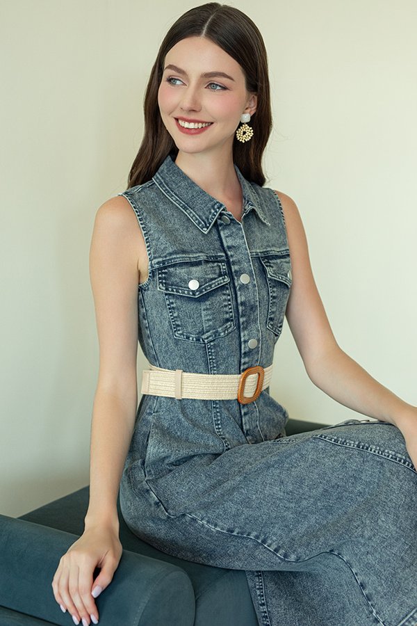 DELPHINE DENIM SHIRT DRESS (MID BLUE)