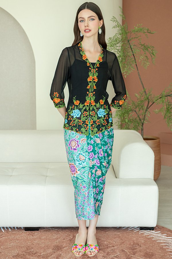 BUNGA MEKAR BATIK NYONYA SKIRT (HIJAU)