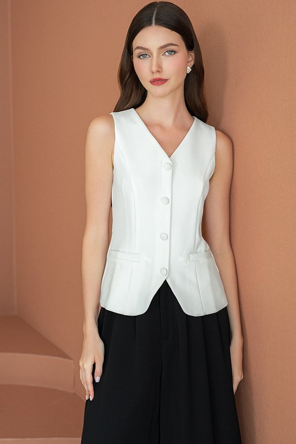 ALIX FRONT ZIP VEST TOP (WHITE)
