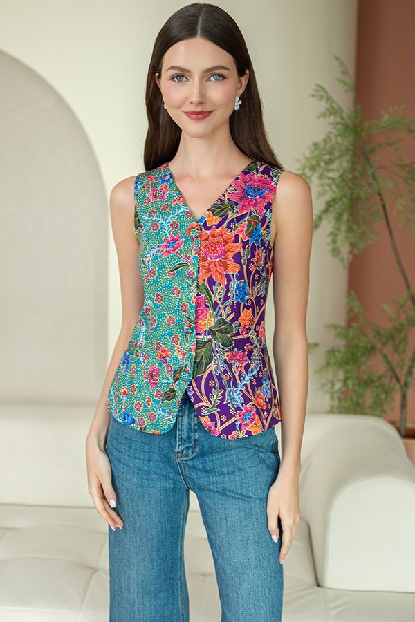 ADINDA PRINTED BATIK VEST TOP (HIJAU)