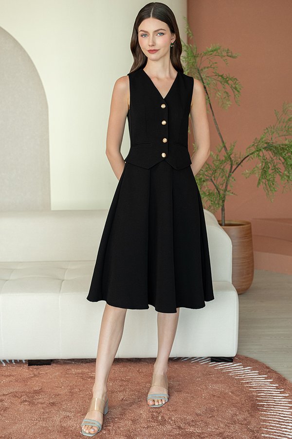 CAMILLE VEST DRESS (CLASSIC BLACK)