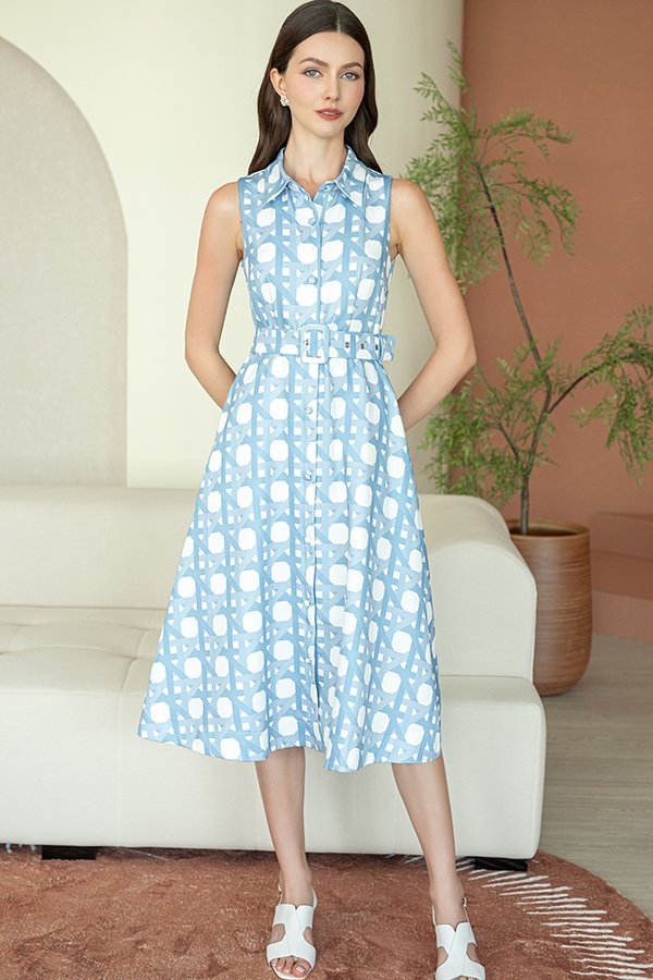 ANWEN PRINTED SHIRT DRESS (SKY)