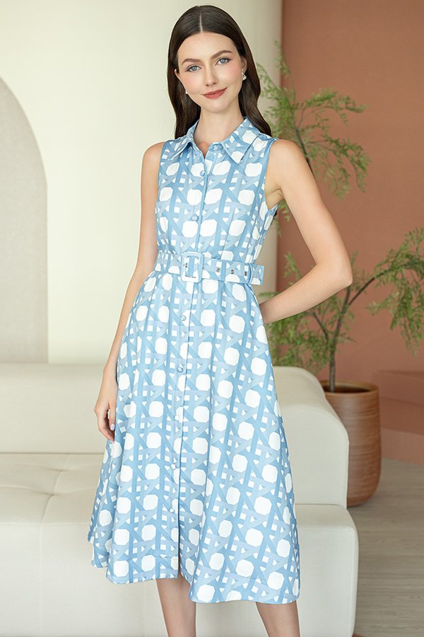 ANWEN PRINTED SHIRT DRESS (SKY)