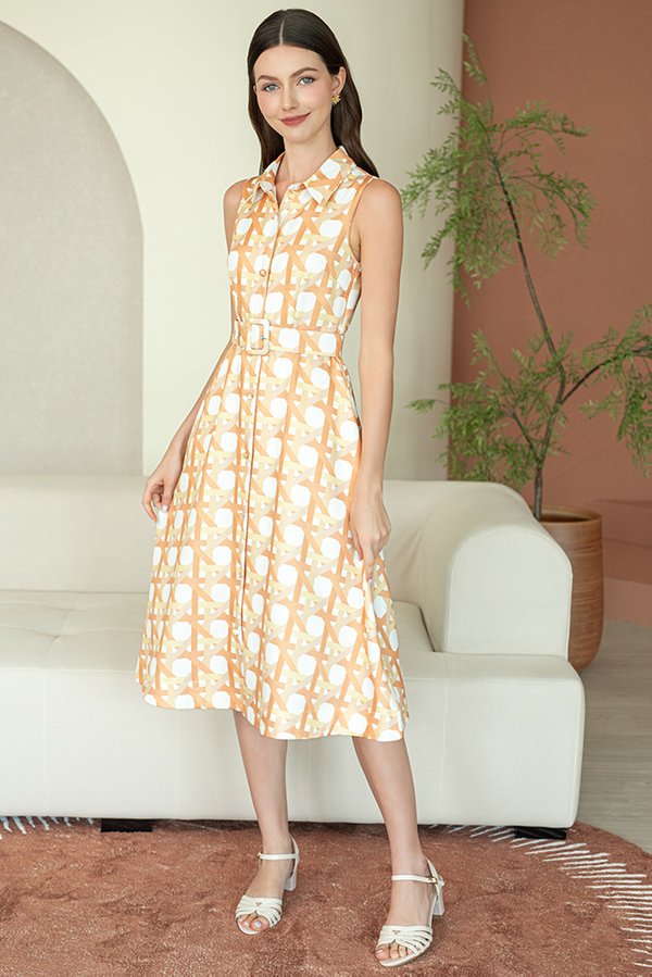 ANWEN PRINTED SHIRT DRESS (RATTAN)