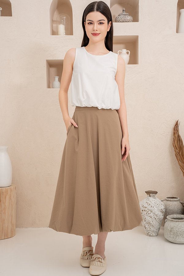 VIOLETTE BUBBLED HEM SKIRT (KHAKI)