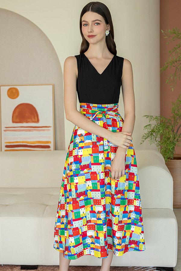 SKANDY V NECK PRINTED DRESS (NORDIC HOUSES)