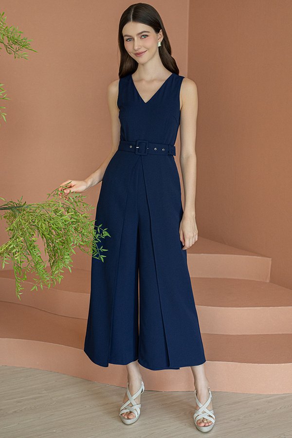 FRIDA SPLIT HEM JUMPSUIT (NAVY)