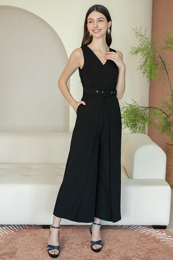 FRIDA SPLIT HEM JUMPSUIT (BLACK)