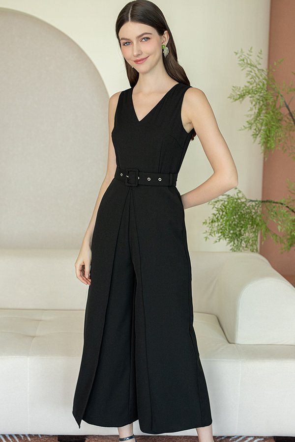 FRIDA SPLIT HEM JUMPSUIT (BLACK)