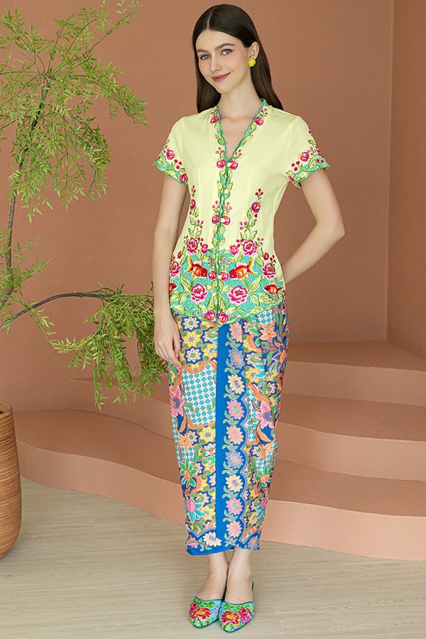 TARAKA NIRA BATIK NYONYA TULIP SKIRT (BIRU)