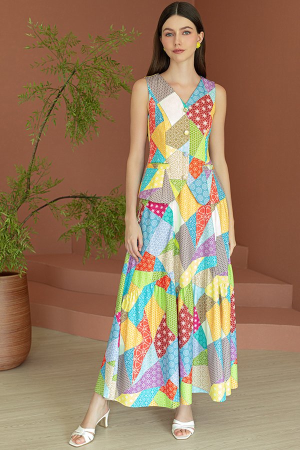BORN TO SPARKLE PATCHWORK VEST TOP (COSMO SUNRISE)