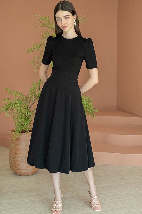 VIOLETTE BUBBLED HEM SKIRT (BLACK)