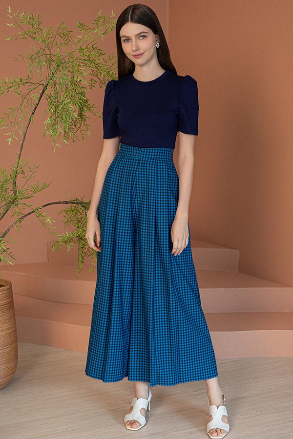 GINGHAM PALAZZO PANTS (CLASSIC BLUE)
