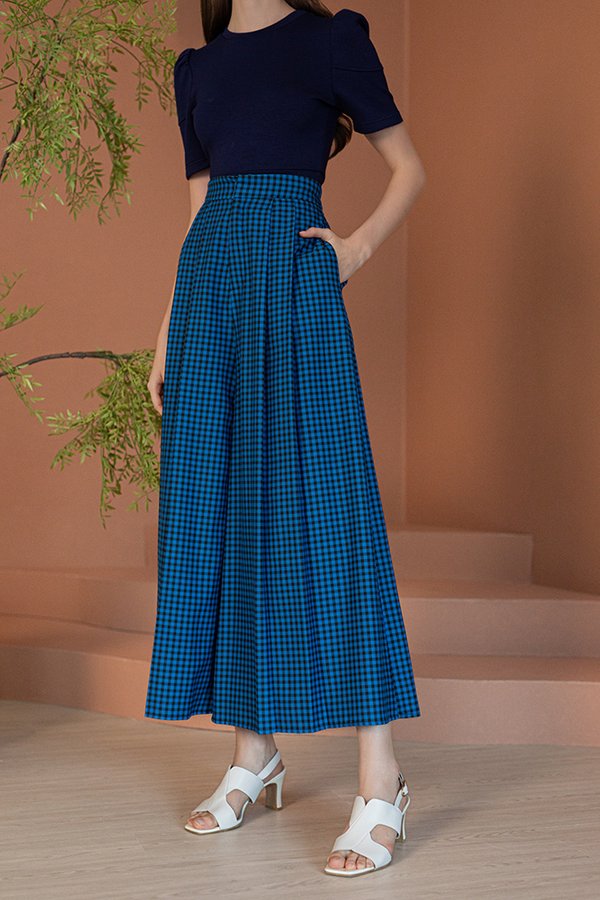 GINGHAM PALAZZO PANTS (CLASSIC BLUE)